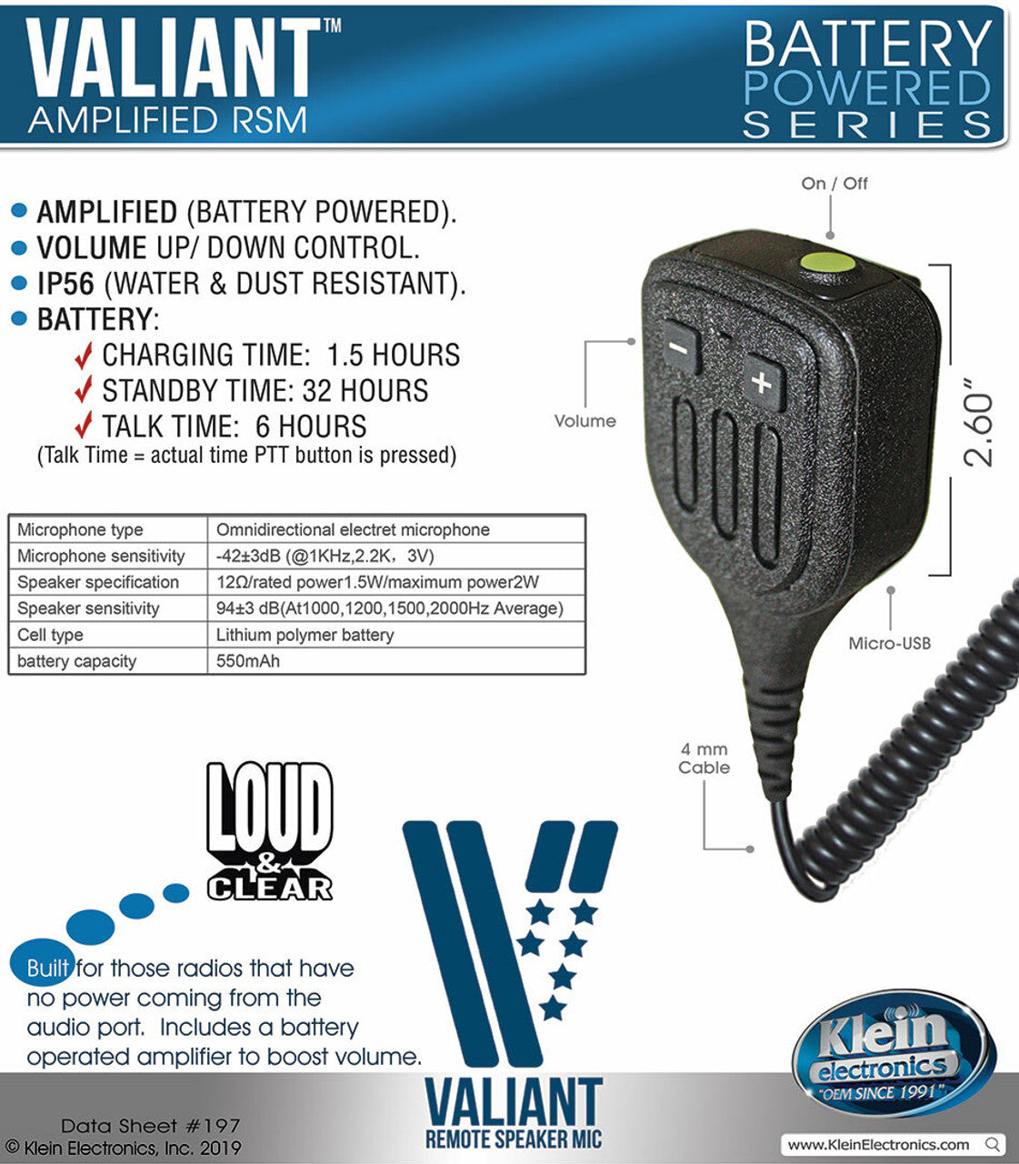 Klein Valiant Speaker Mic